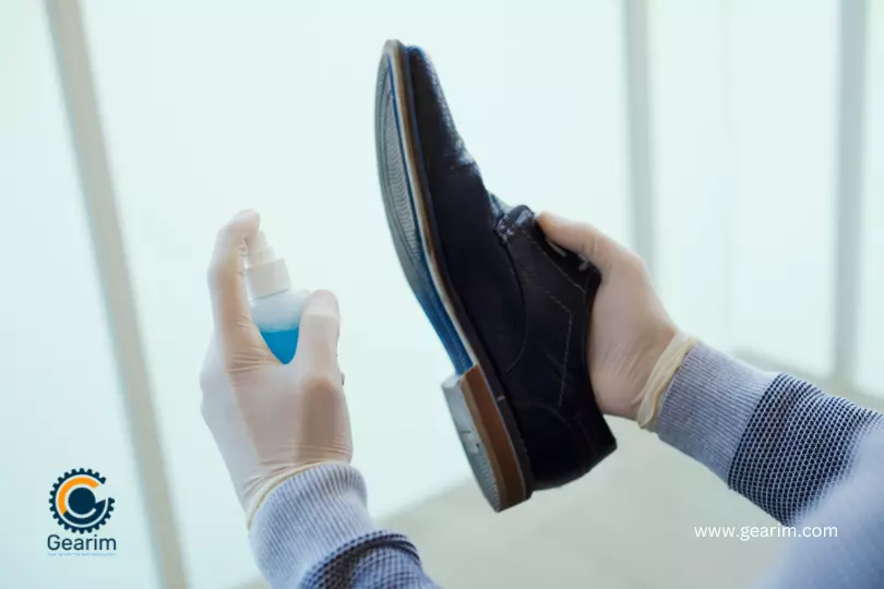 Spray bowling  shoes with a sanitizing spray